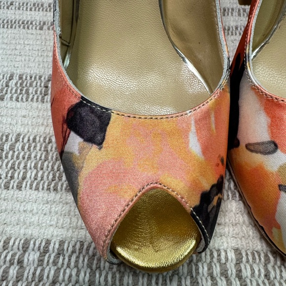 Manas Lea Foscati Multi-color Floral Print Open Toe Heel Women’s Size 36 - Picture 6 of 8